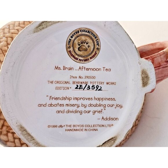 MUG-THE BOYDS COLLECTION-MS. BRUIN-"Afternoon Tea"-Plant Holder-Numbered Edition - Picture 8 of 13